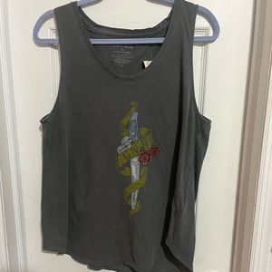 Guns and roses Lucky Brand tank top rose skull